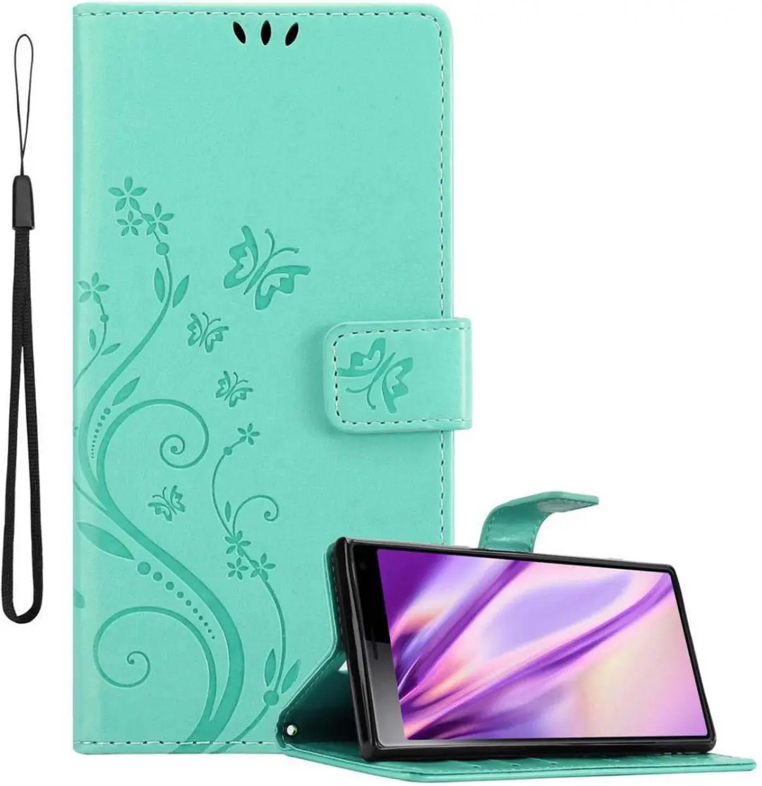 Cadorabo Hoesje geschikt voor Sony Xperia 10 / Xperia XA3 in BLOEMEN TURKOOIS