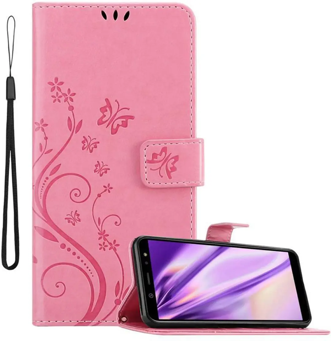 Cadorabo Hoesje geschikt voor Samsung Galaxy A6 2018 in BLOEMEN ROZE