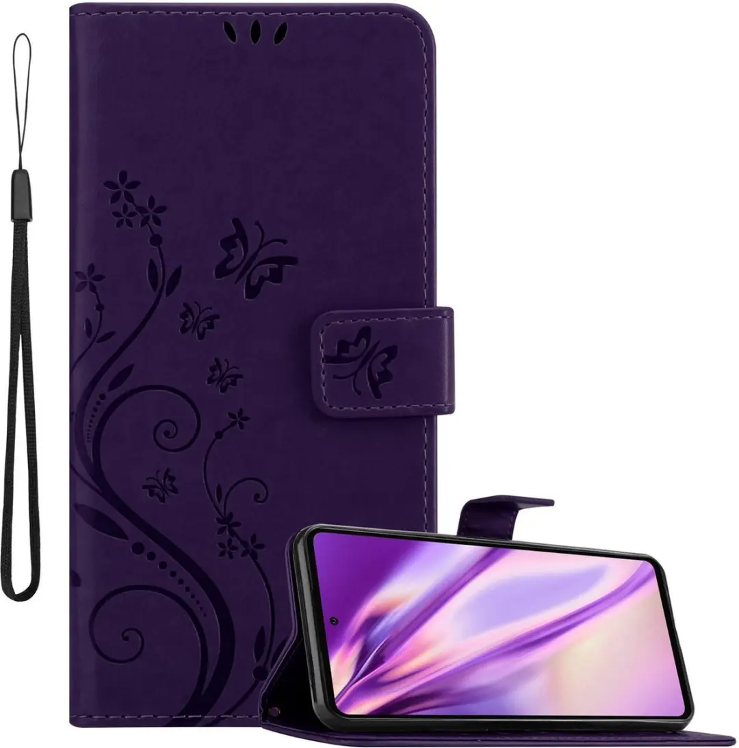 Cadorabo Hoesje geschikt voor Samsung Galaxy A72 4G / 5G in BLOEMEN DONKER PAARS