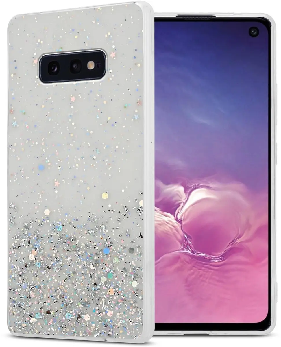 Cadorabo Hoesje geschikt voor Samsung Galaxy S10e in Transparant met Glitter