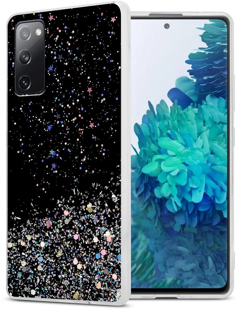 Cadorabo Hoesje geschikt voor Samsung Galaxy S20 FE in Zwart met Glitter