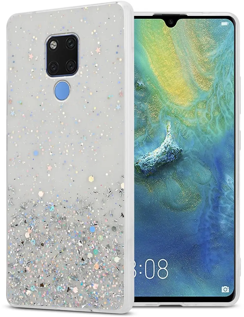 Cadorabo Hoesje geschikt voor Huawei MATE 20 in Transparant met Glitter