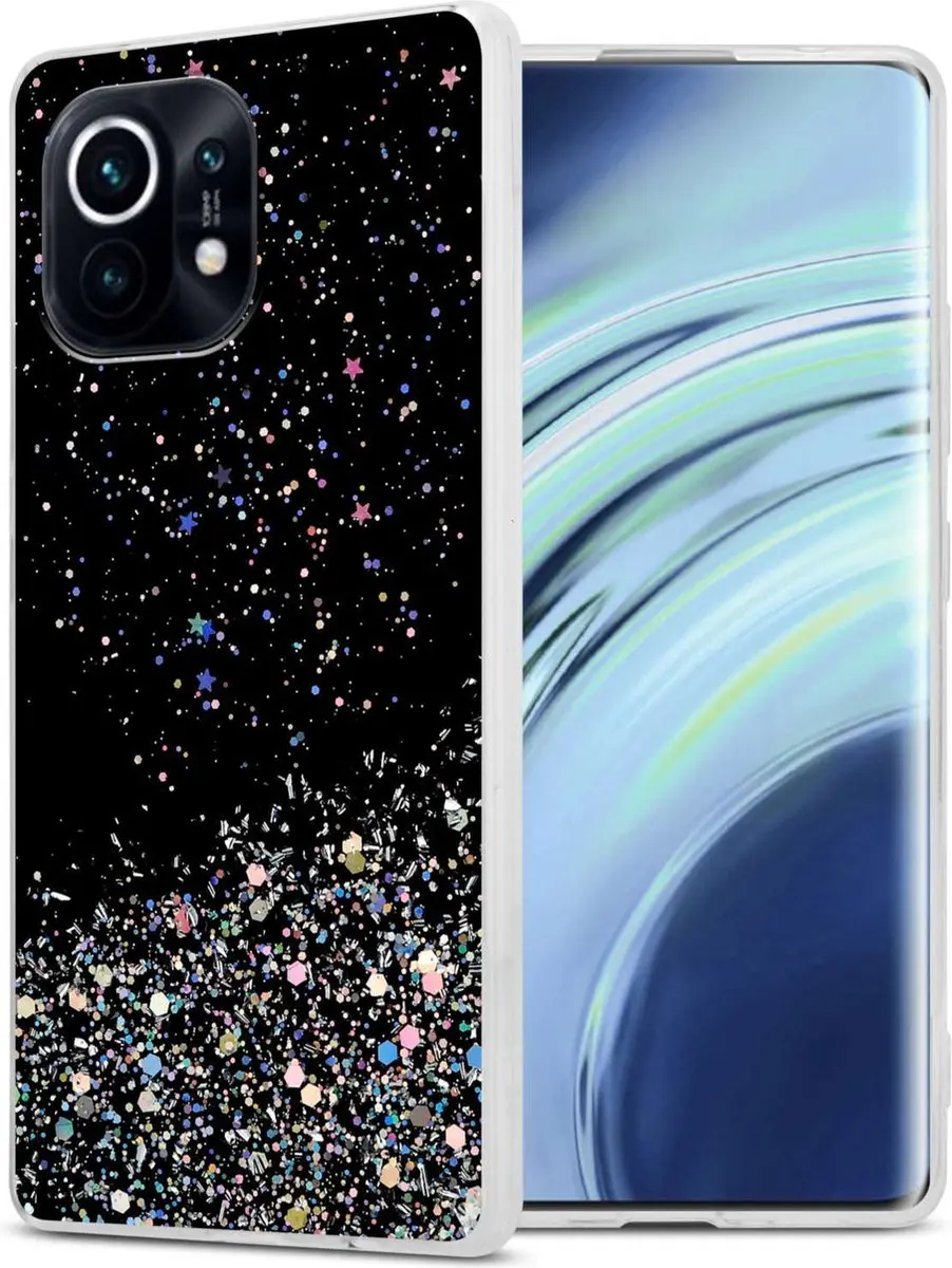 Cadorabo Hoesje geschikt voor Xiaomi Mi 11 5G in Zwart met Glitter