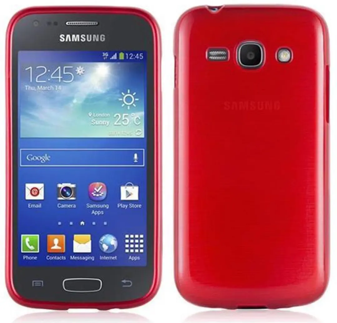 Cadorabo Hoesje geschikt voor Samsung Galaxy ACE 3 in ROOD - Beschermhoes van flexibel TPU silicone Case Cover in Brushed design