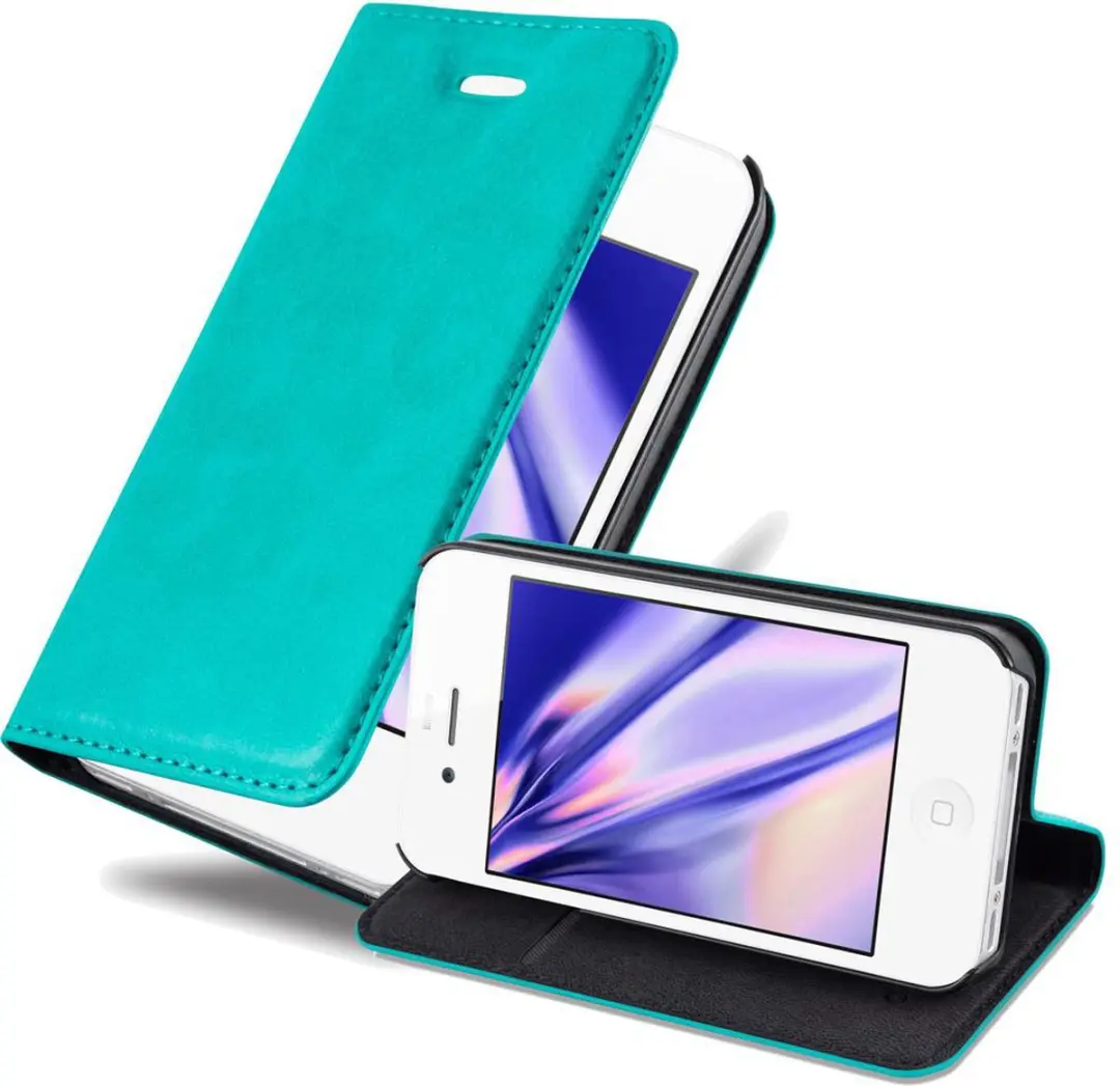 Cadorabo Hoesje geschikt voor Apple iPhone 4 / 4S in BENZINE TURKOOIS