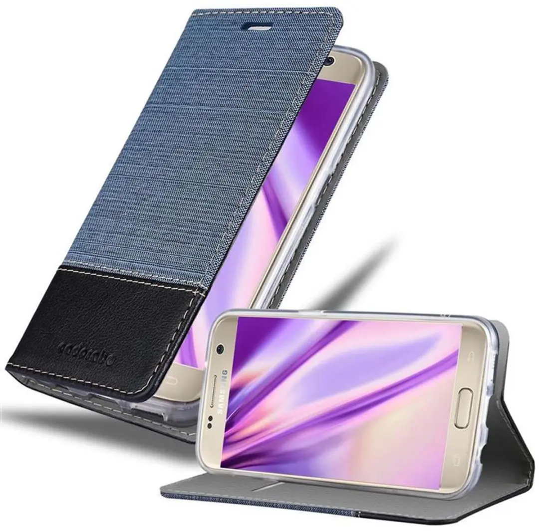 Cadorabo Hoesje geschikt voor Samsung Galaxy S7 in DONKERBLAUW ZWART