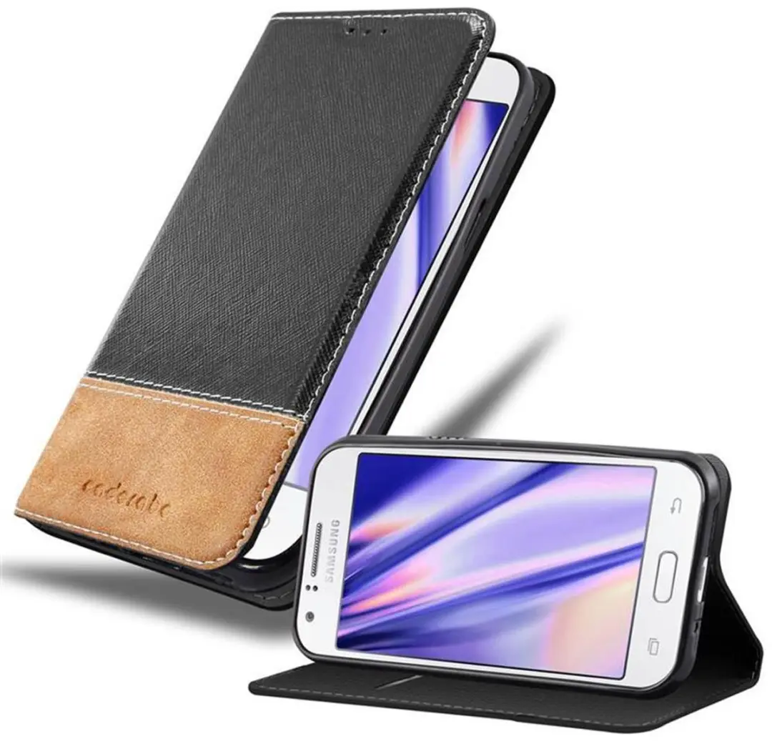 Cadorabo Hoesje geschikt voor Samsung Galaxy J1 2015 in ZWART BRUIN