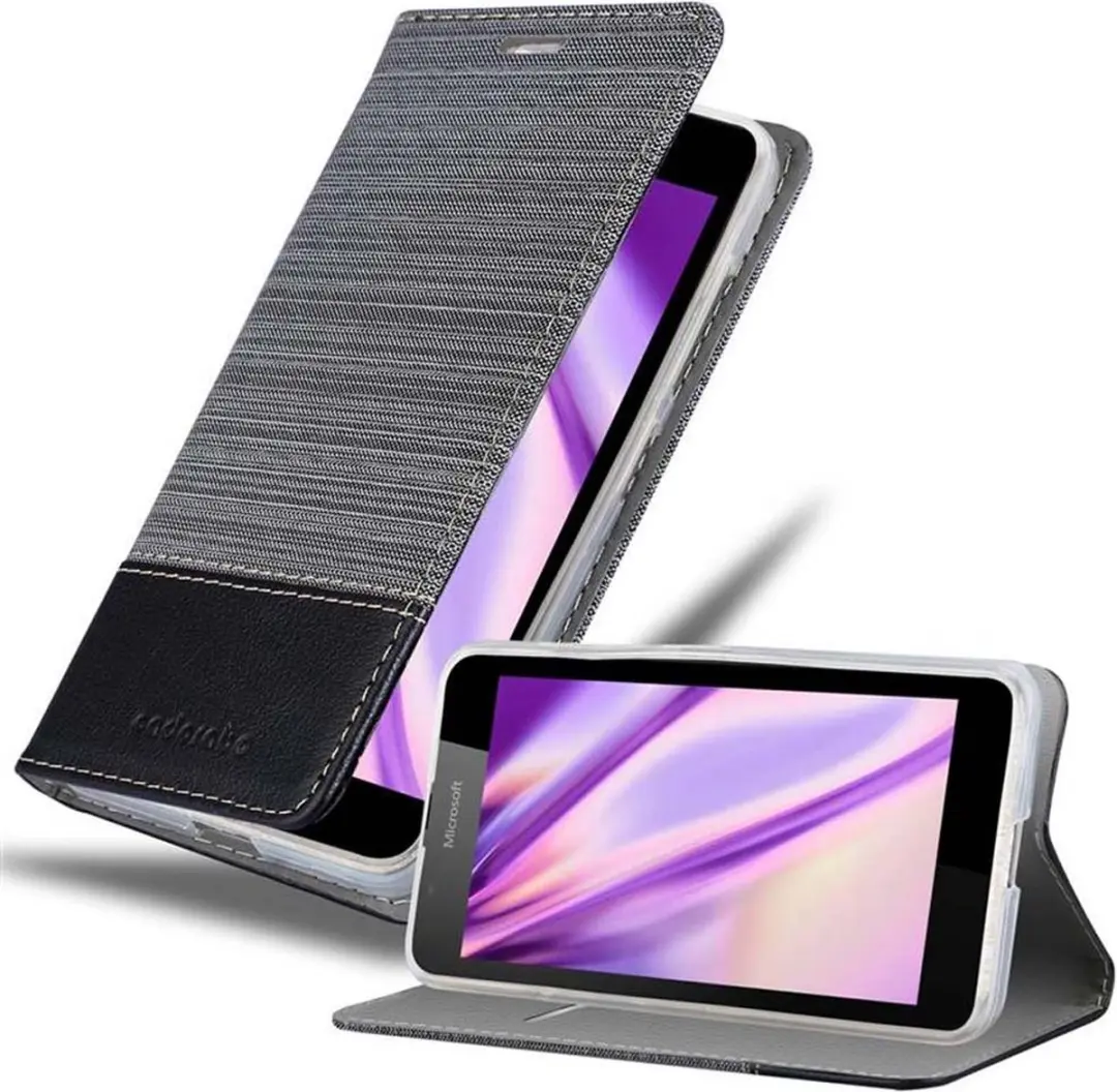 Cadorabo Hoesje geschikt voor Nokia Lumia 540 in GRIJS ZWART