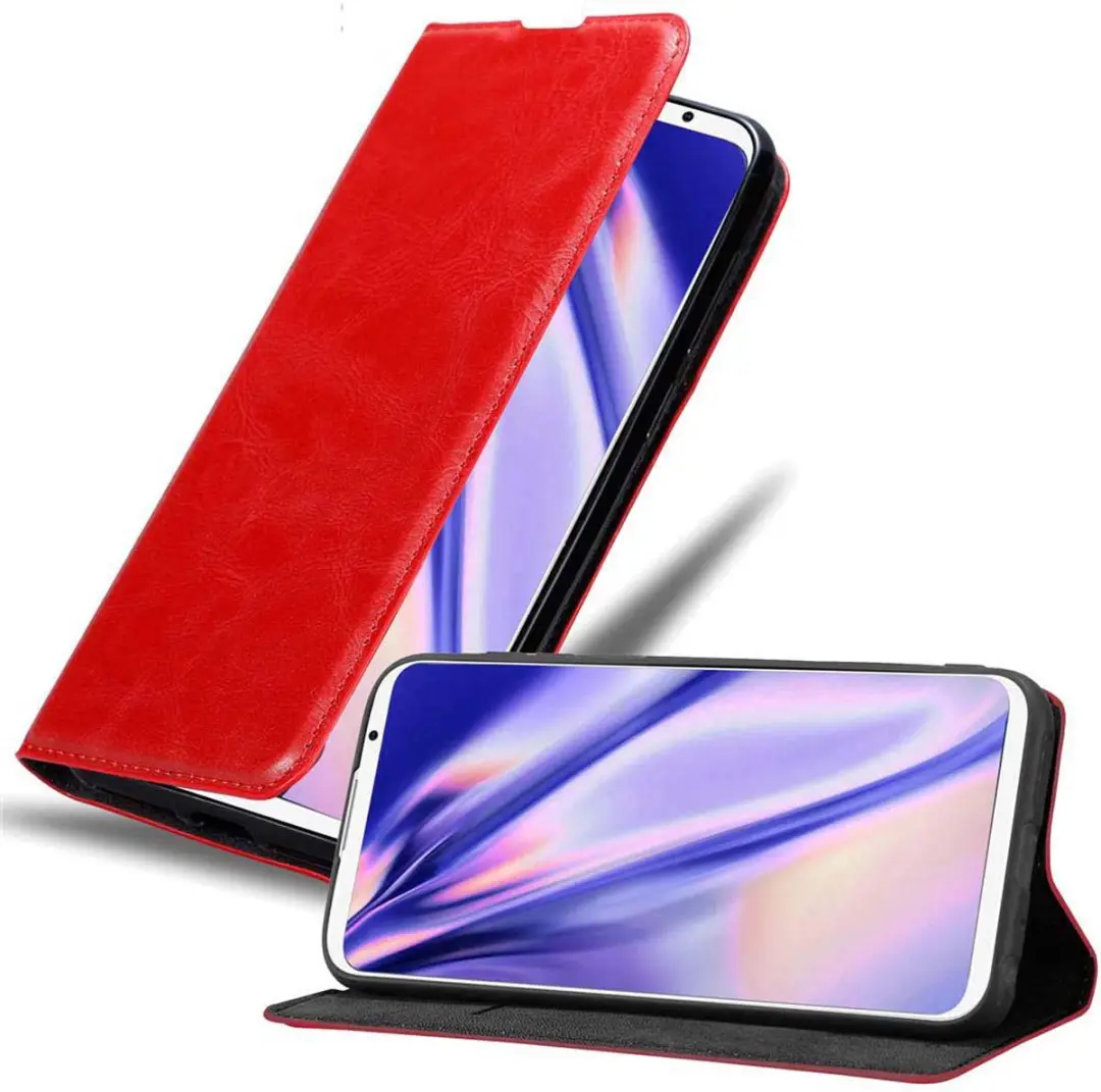 Cadorabo Hoesje geschikt voor MEIZU 16TH in APPEL ROOD - Beschermhoes met magnetische sluiting, standfunctie en kaartvakje Book Case Cover Etui