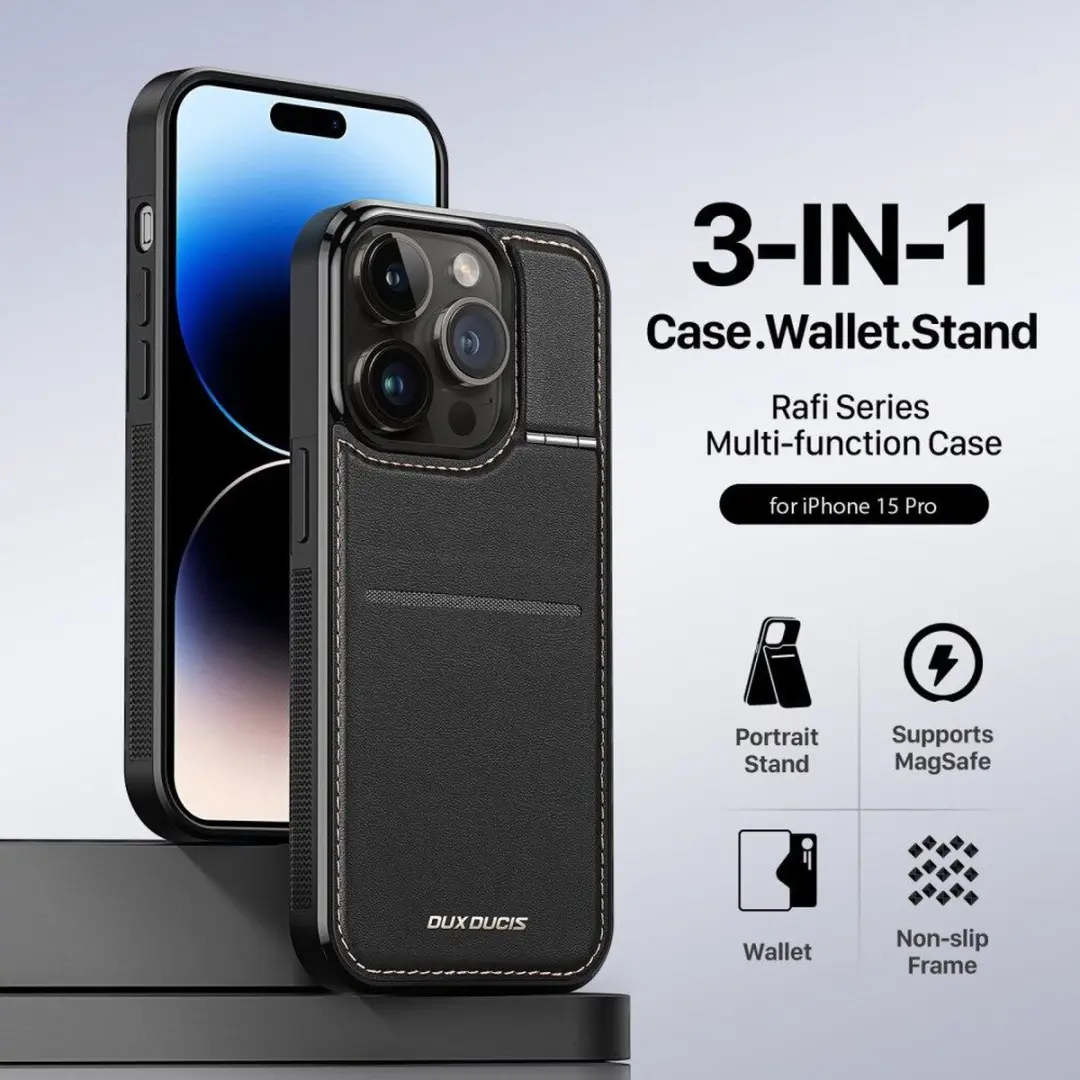 Dux Ducis - Telefoon Hoesje geschikt voor de iPhone 15 Plus - Geschikt voor Magsafe - Back Cover - Rafi Series - Zwart - afbeelding 5 van 6