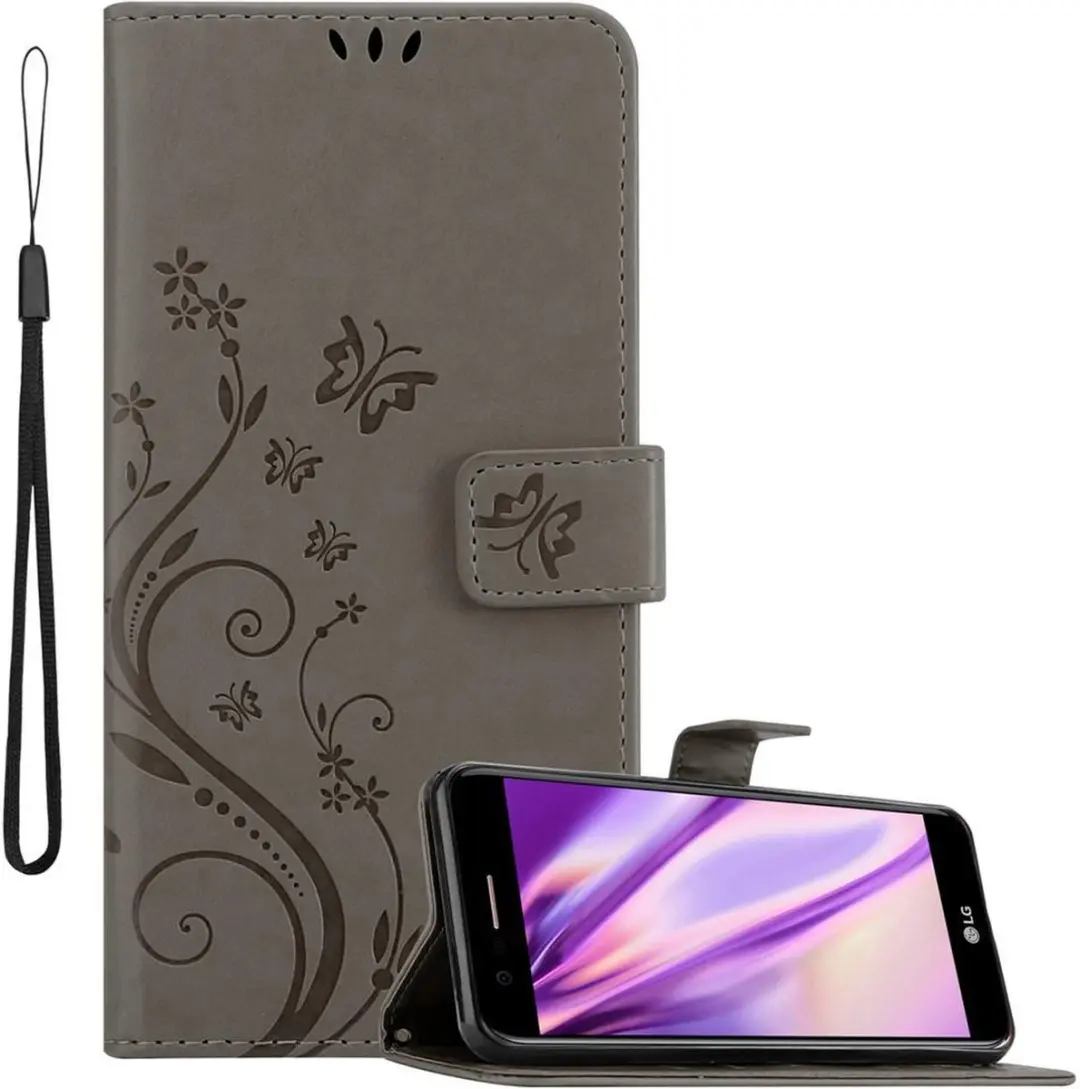 Cadorabo Hoesje geschikt voor LG K10 2018 / K11 / K11 PLUS in BLOEMEN GRIJS