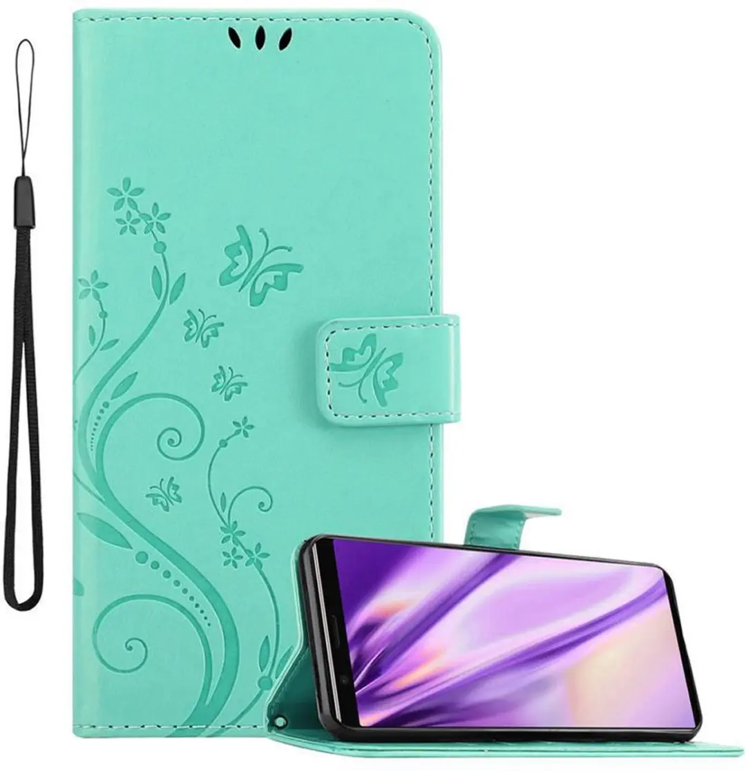 Cadorabo Hoesje geschikt voor Sony Xperia 5 in BLOEMEN TURKOOIS