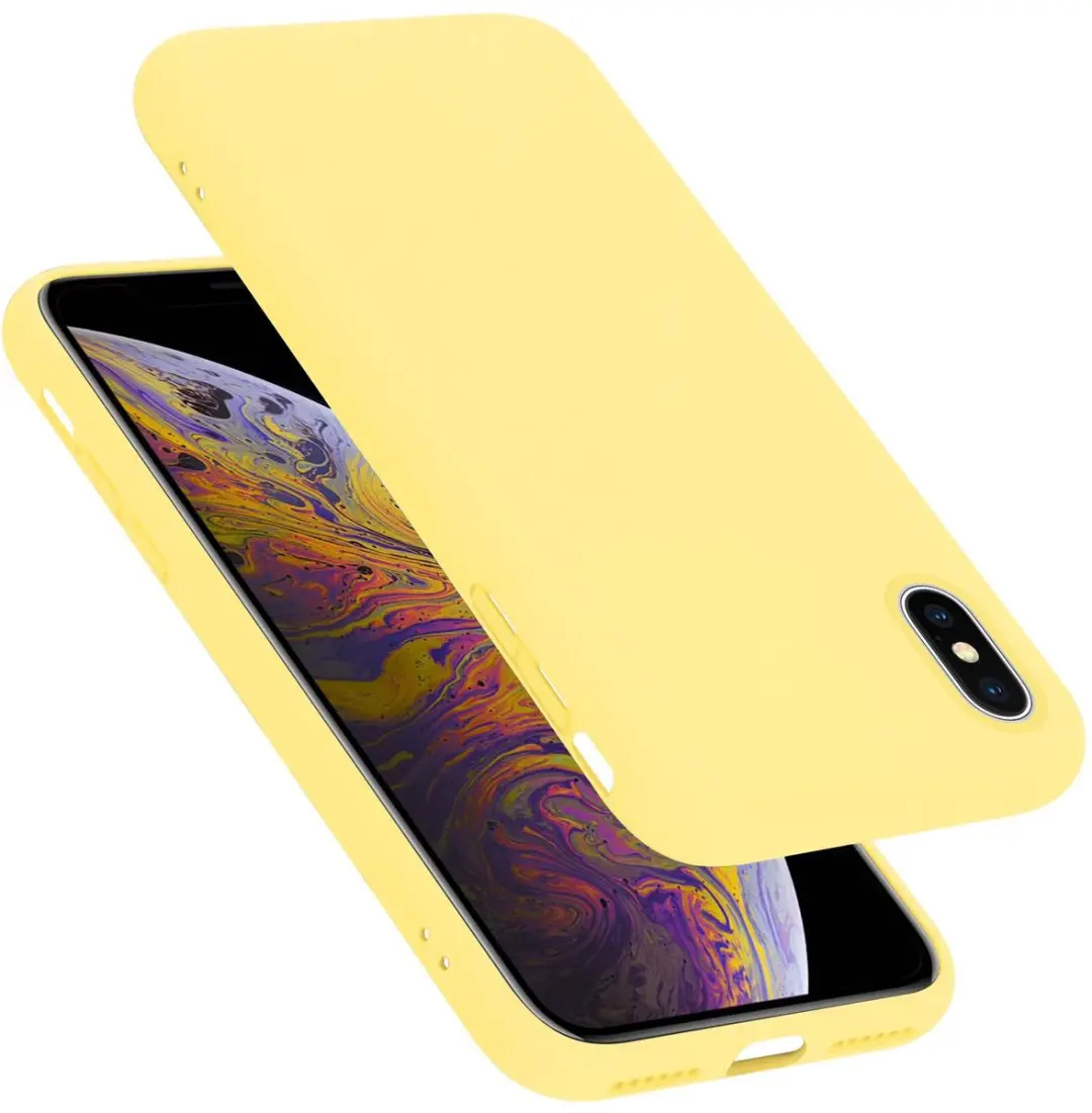 Cadorabo Hoesje geschikt voor Apple iPhone X / XS in LIQUID GEEL