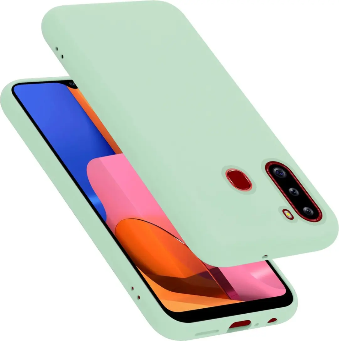 Cadorabo Hoesje geschikt voor Samsung Galaxy A21 in LIQUID LICHT GROEN