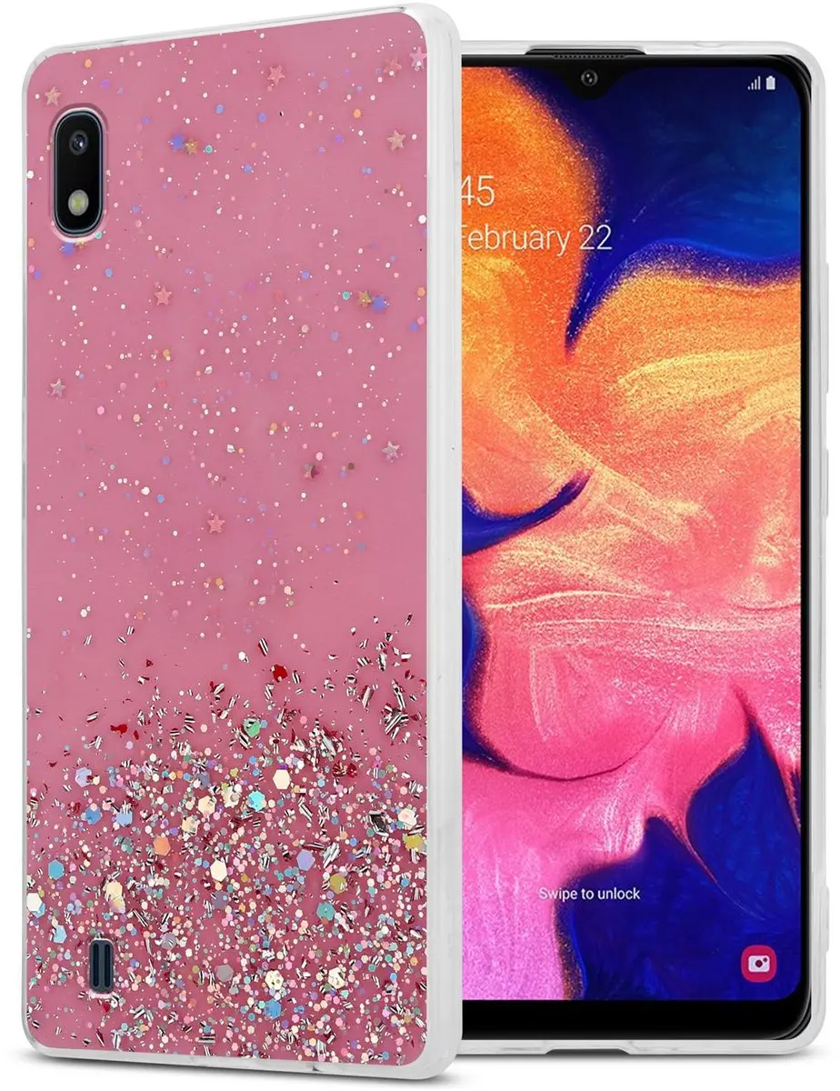 Cadorabo Hoesje geschikt voor Samsung Galaxy A10 / M10 in Roze met Glitter