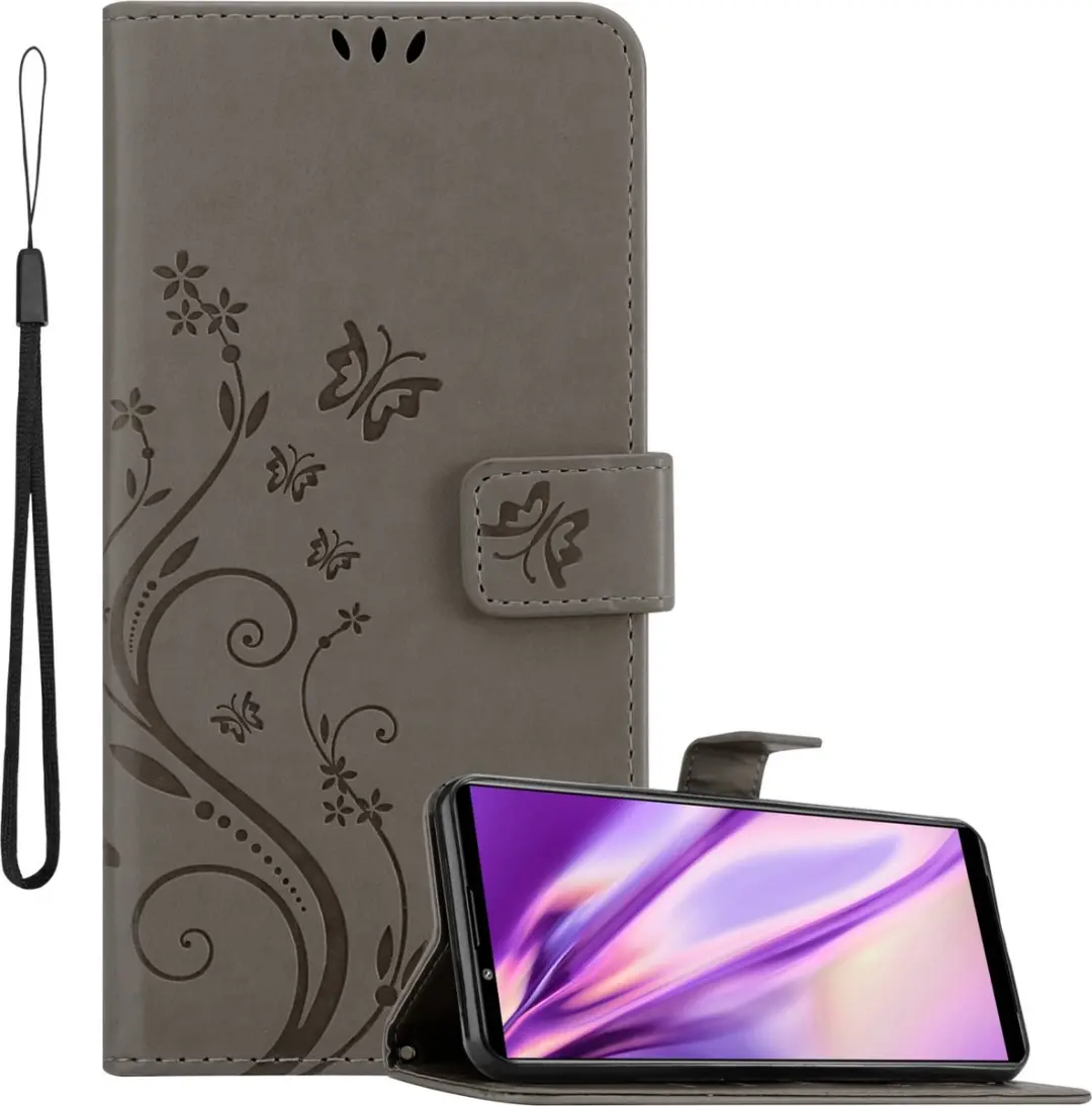Cadorabo Hoesje geschikt voor Sony Xperia PRO-I in BLOEMEN GRIJS
