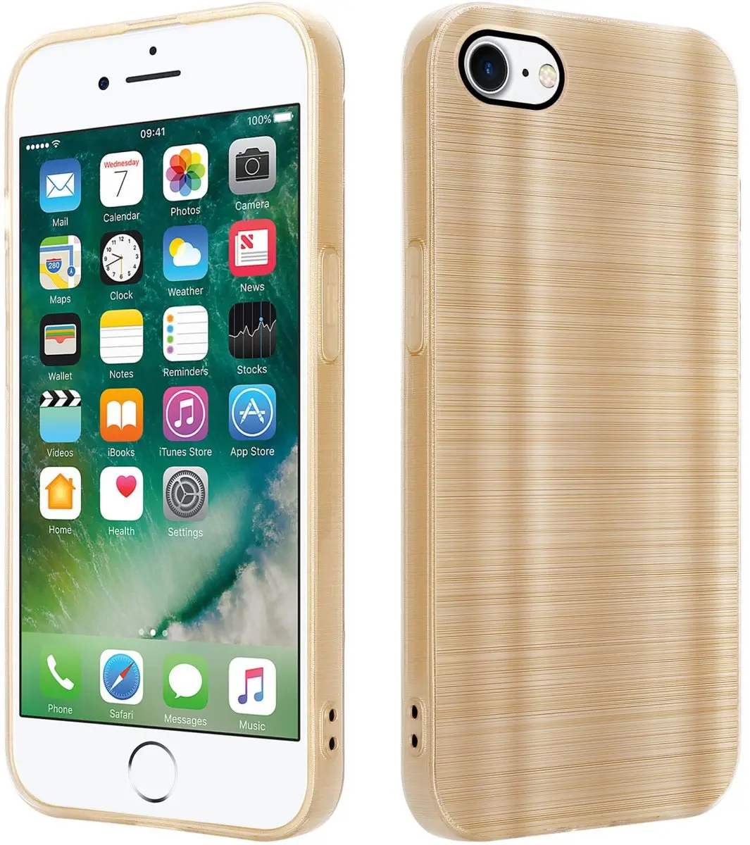 Cadorabo Hoesje geschikt voor Apple iPhone 7 / 7S / 8 / SE 2020 in Brushed Goud