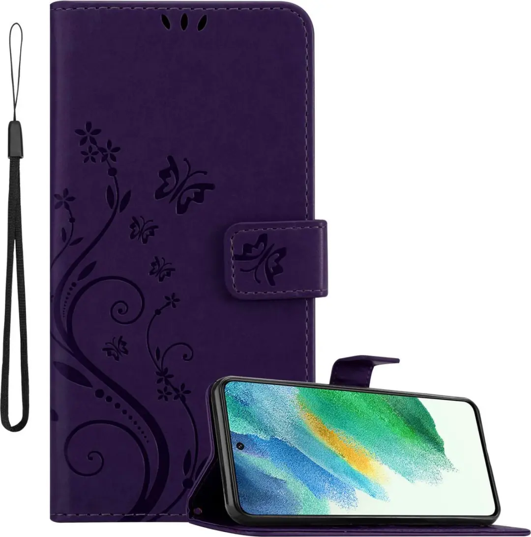 Cadorabo Hoesje geschikt voor Samsung Galaxy S21 FE in BLOEMEN DONKER PAARS