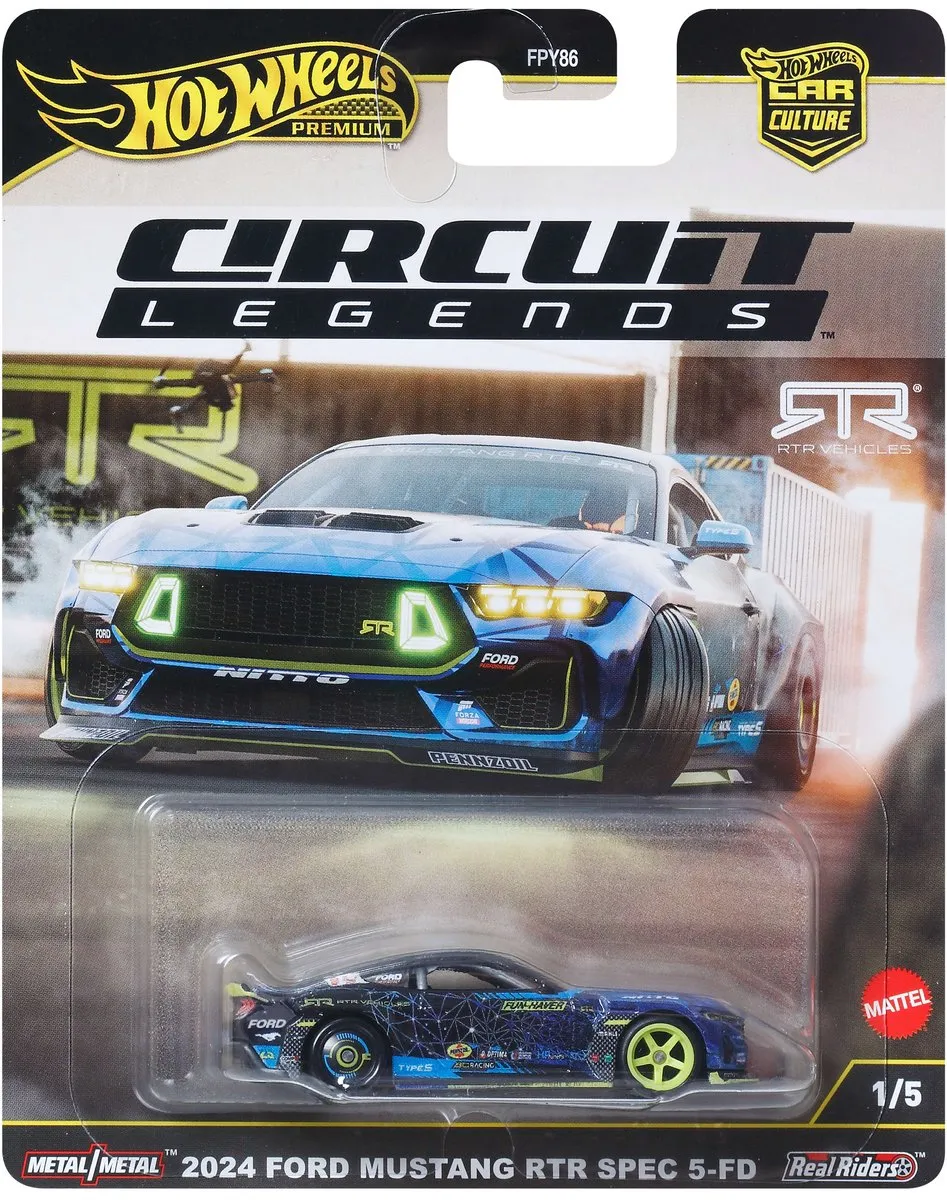 Mattel Hot Wheels Premium Autocultuur Circuit Legends RTR Mustang Drift JBK48 - 1:64 - Bleu