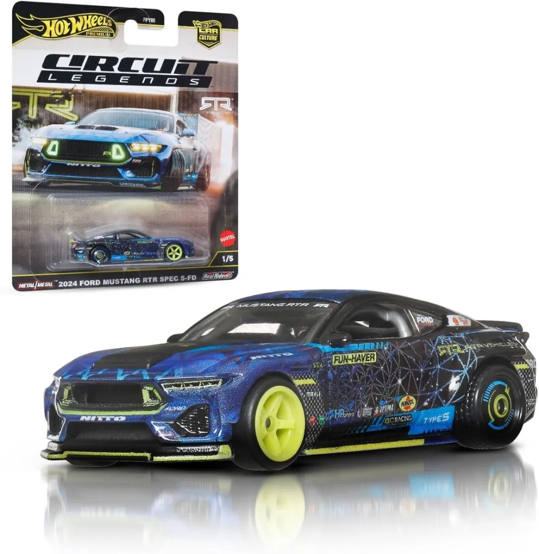 Mattel Hot Wheels Premium Autocultuur Circuit Legends RTR Mustang Drift JBK48 - 1:64 - Bleu