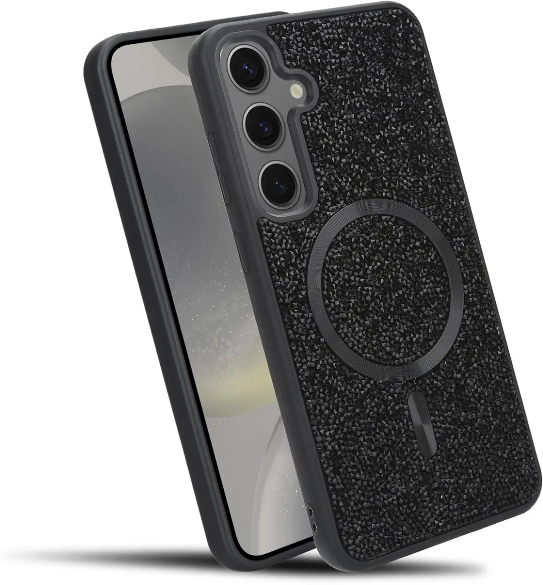 Hoesje geschikt voor Samsung Galaxy S24 PLUS in Zwart Diamant Glitter Stijl