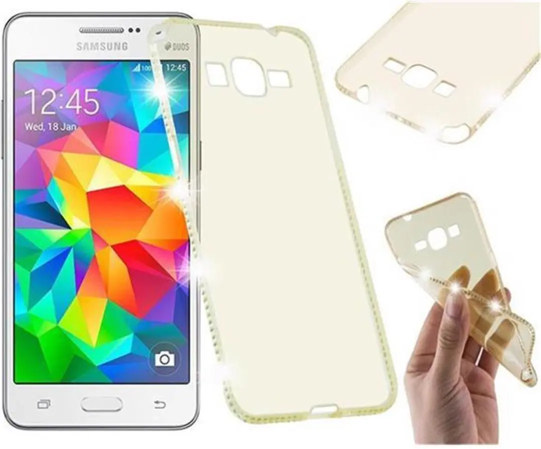 Cadorabo Hoesje geschikt voor Samsung Galaxy GRAND PRIME in TRANSPARANT GOUD