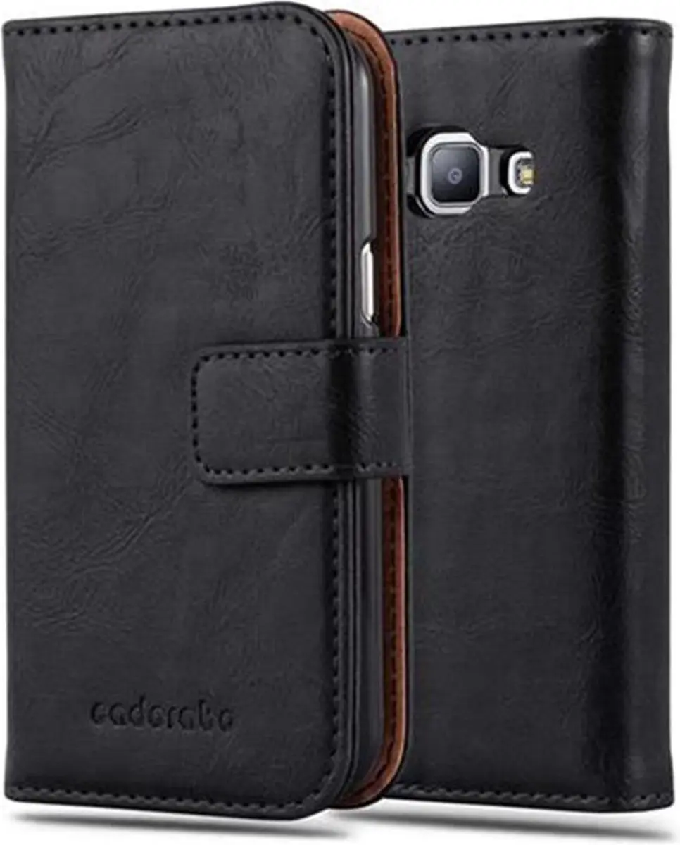 Cadorabo Hoesje geschikt voor Samsung Galaxy J1 2015 in ZWART GRAFIET