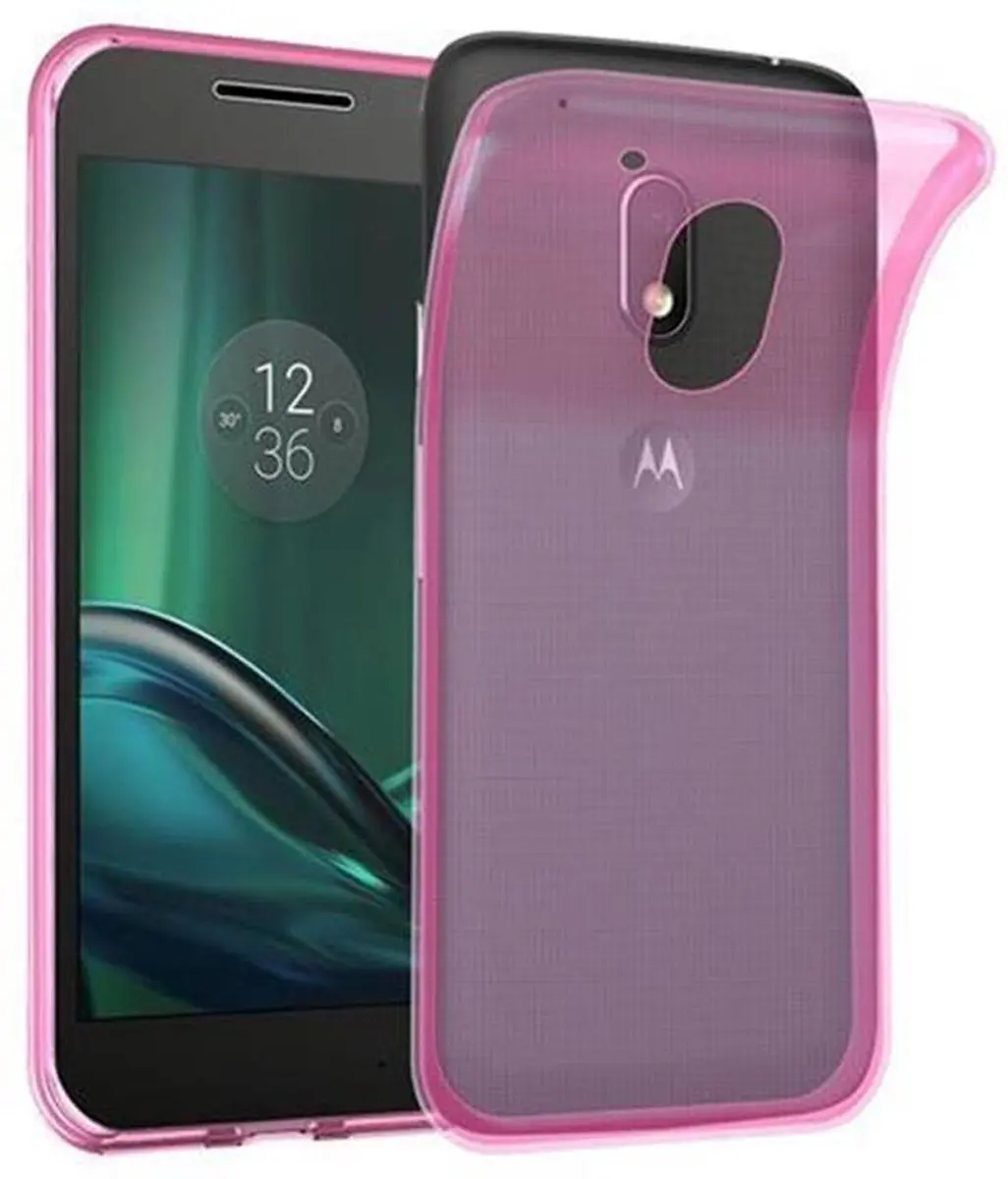 Cadorabo Hoesje geschikt voor Motorola MOTO G4 PLAY in TRANSPARANT ROZE