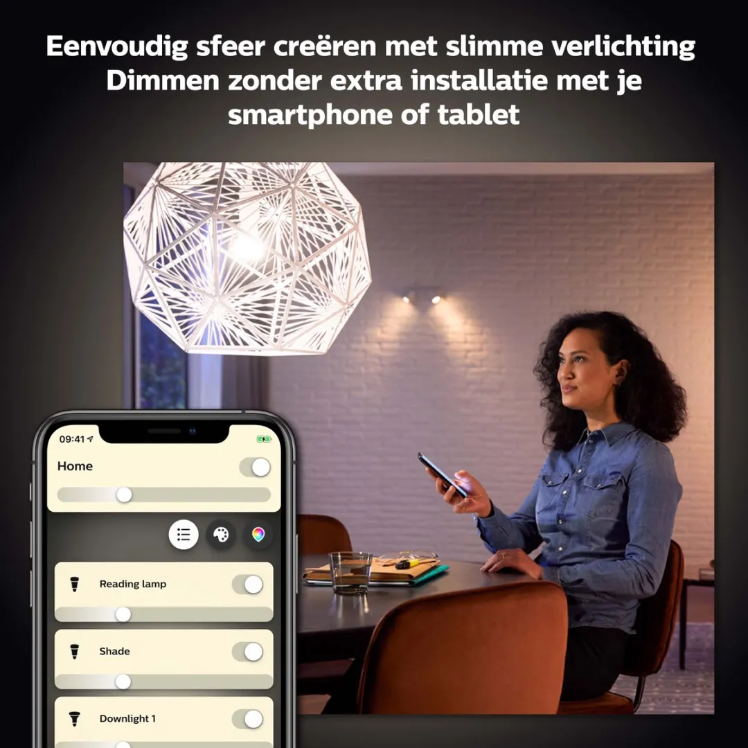 Philips Hue Slimme Lichtbron E27 9W - Mat - Bluetooth