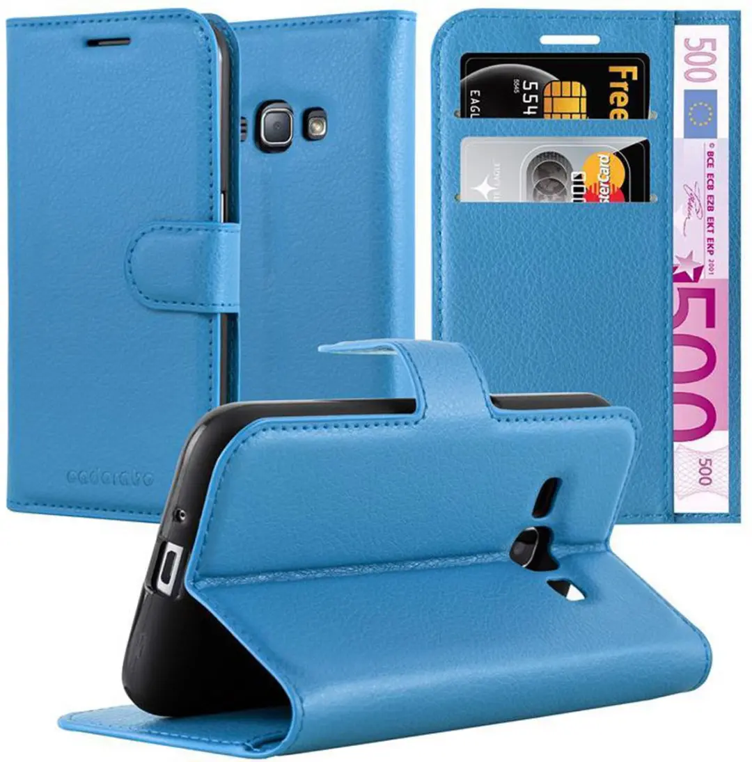 Cadorabo Hoesje geschikt voor Samsung Galaxy J1 2015 in PASTEL BLAUW