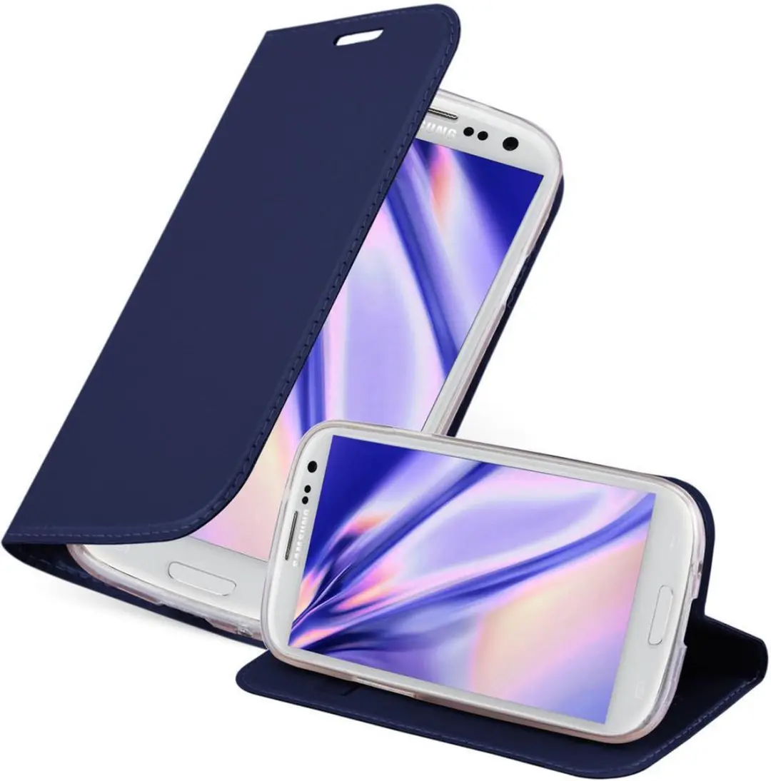 Cadorabo Hoesje geschikt voor Samsung Galaxy S3 MINI in CLASSY DONKER BLAUW