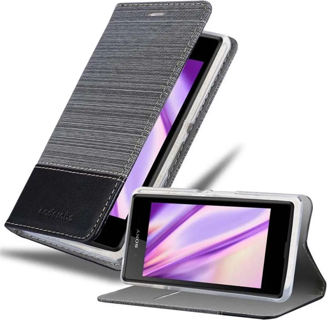 Cadorabo Hoesje geschikt voor Sony Xperia E3 in GRIJS ZWART