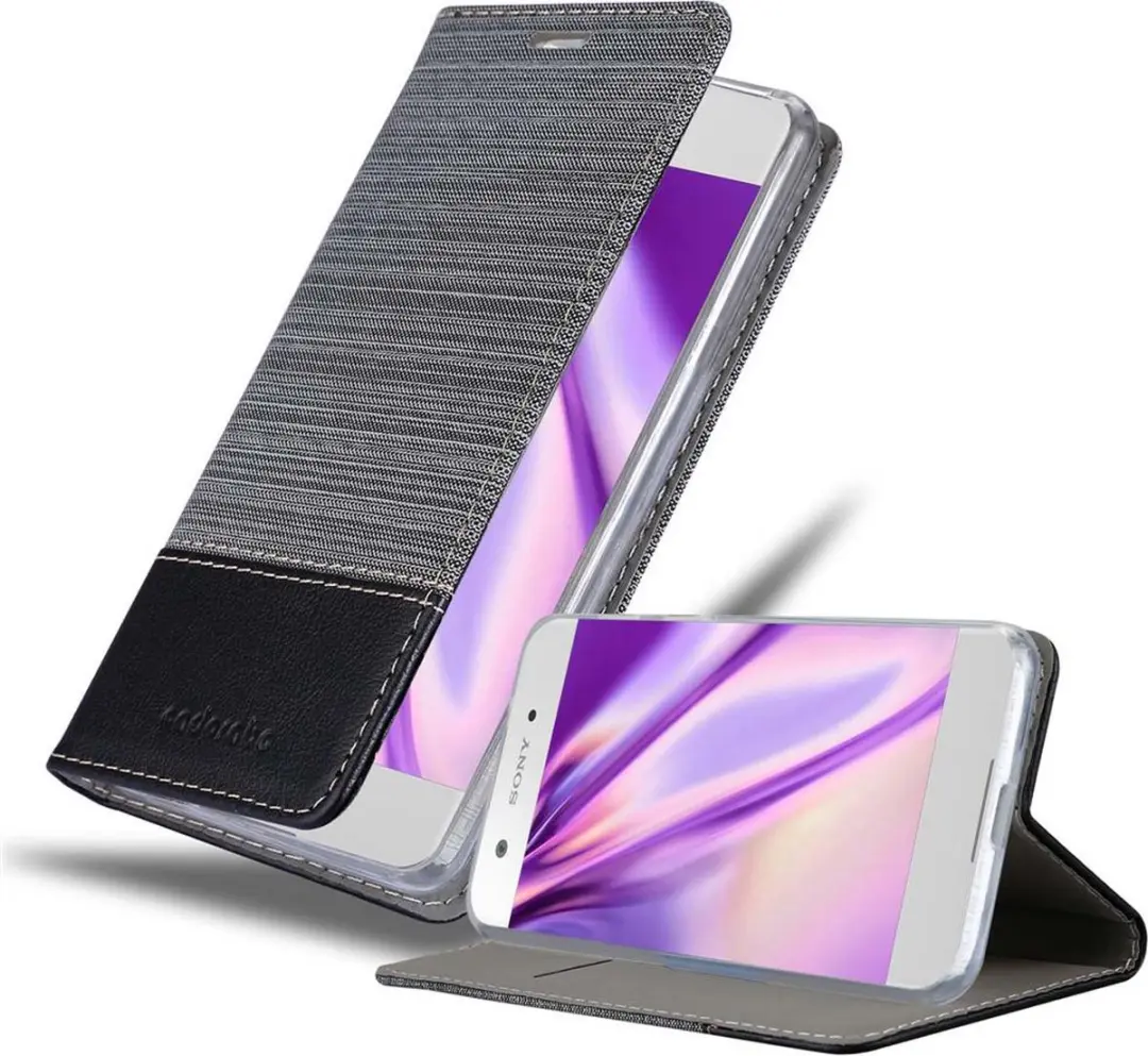 Cadorabo Hoesje geschikt voor Sony Xperia XA1 in GRIJS ZWART
