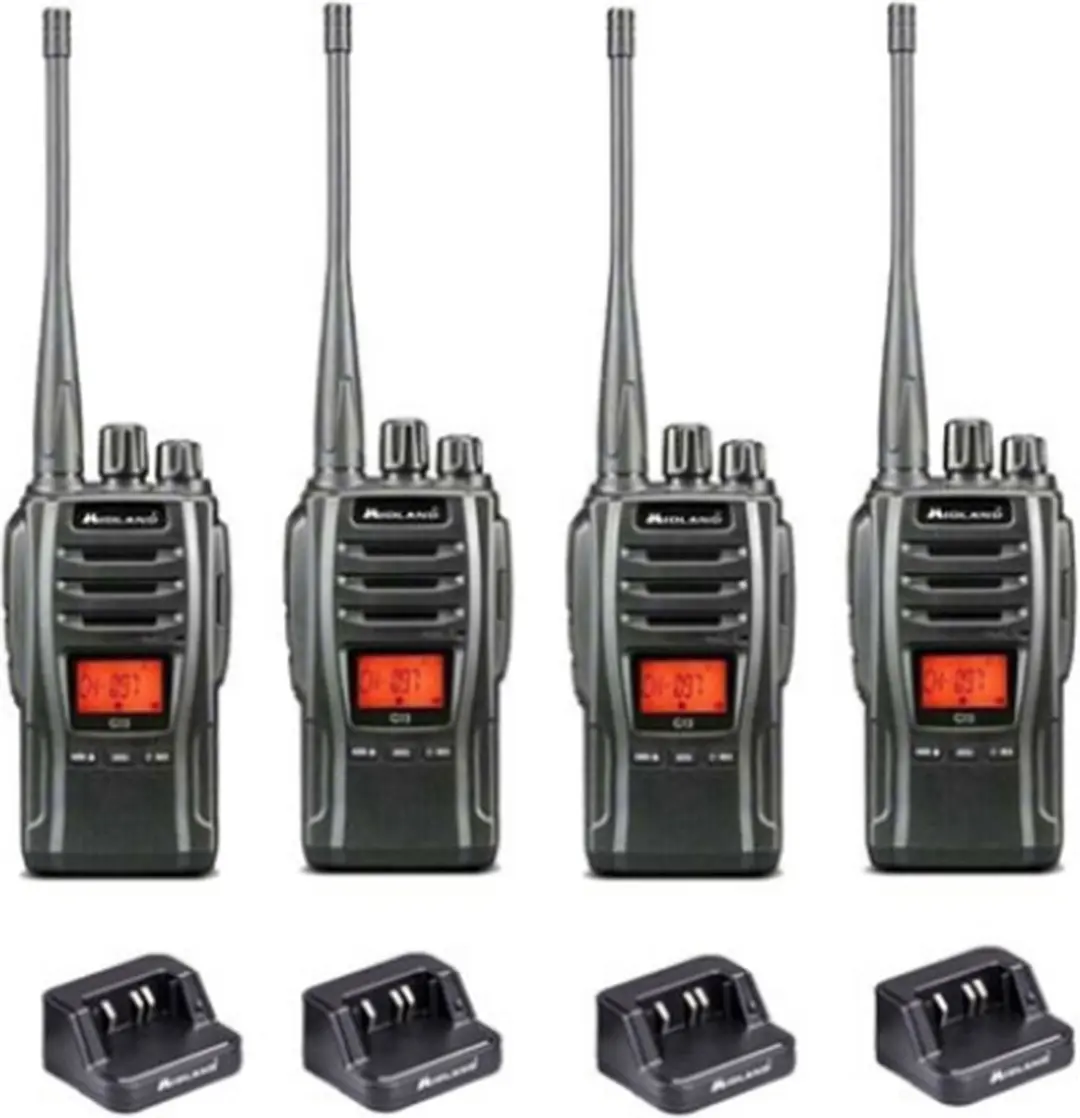 Set van 4 Midland G13 PRO UHF PMR446 / LPD69 robuuste professionele Portofoons