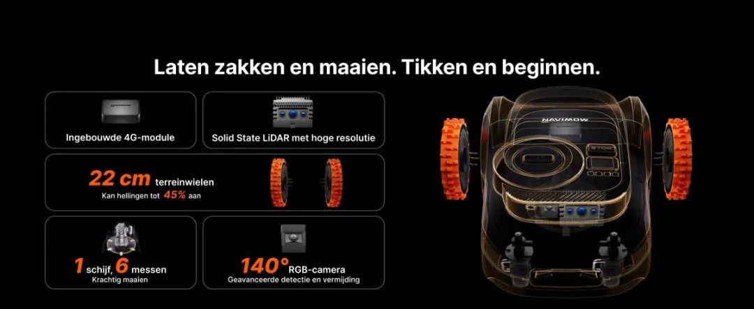 Navimow i210 Robotmaaier 1000m² - LiDAR - 45% Helling - AI Obstakelvermijding