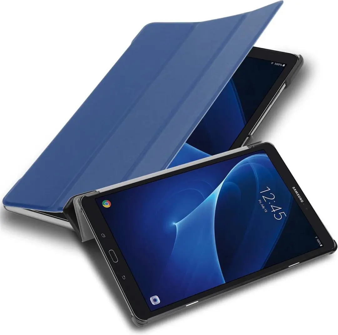 Cadorabo Tablet Hoesje geschikt voor Samsung Galaxy Tab A 2016 (10.1 Zoll) in JERSEY DONKER BLAUW - Ultra dun beschermend geval met automatische Wake Up en Stand functie Book Case Cover Etui