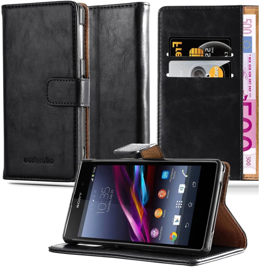 Cadorabo Hoesje geschikt voor Sony Xperia Z in ZWART GRAFIET