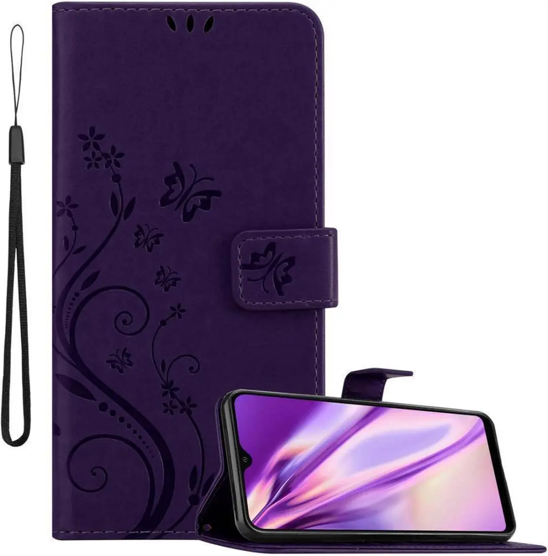 Cadorabo Hoesje geschikt voor Samsung Galaxy A10s / M01s in BLOEMEN DONKER PAARS