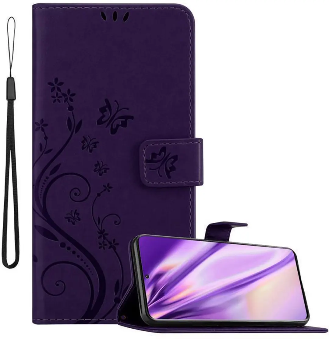 Cadorabo Hoesje geschikt voor Samsung Galaxy S20 PLUS in BLOEMEN DONKER PAARS