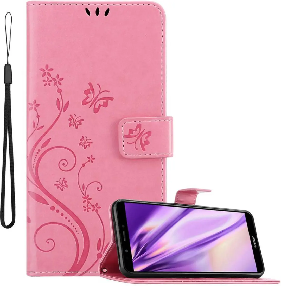 Cadorabo Hoesje geschikt voor Honor 7C / Huawei Y7 2018 in BLOEMEN ROZE
