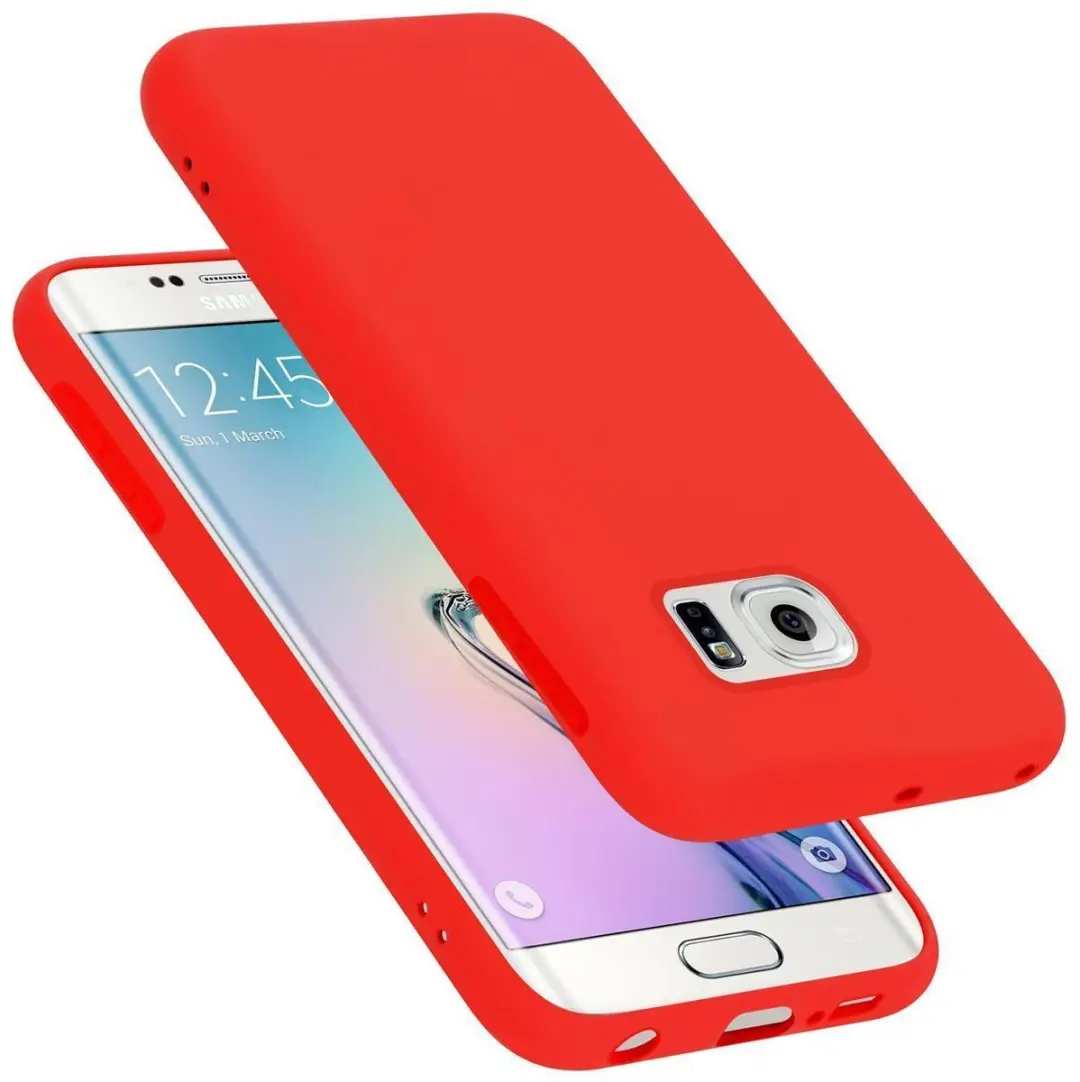 Cadorabo Hoesje geschikt voor Samsung Galaxy S6 EDGE in LIQUID ROOD