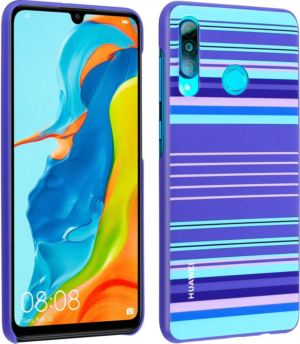 Huawei P30 Lite Hoesje - Blauw Striped Design - 51993075