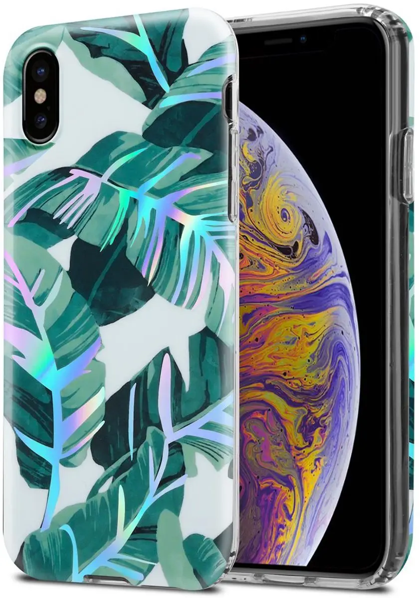 Cadorabo Hoesje geschikt voor Apple iPhone XS MAX in BANANEN BLADEREN