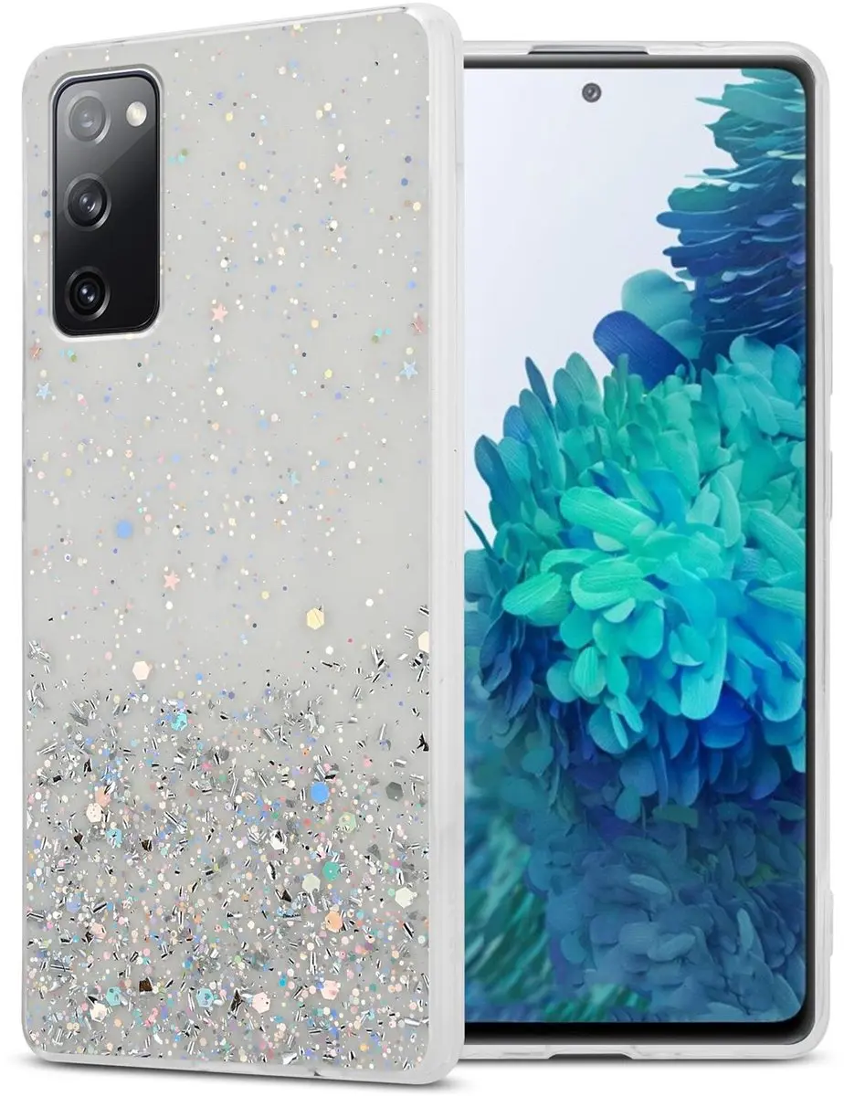 Cadorabo Hoesje geschikt voor Samsung Galaxy S20 FE in Transparant met Glitter