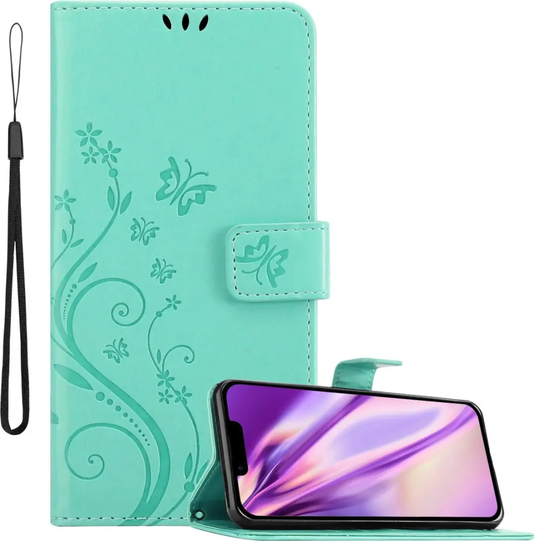 Cadorabo Hoesje geschikt voor Apple iPhone 14 PLUS in BLOEMEN TURKOOIS