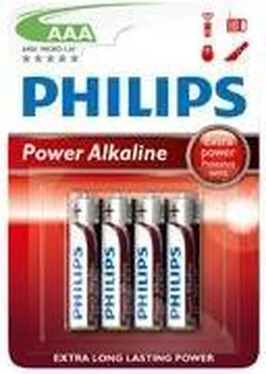 Philips AAA Alkaline Batterijen - 4 Stuks