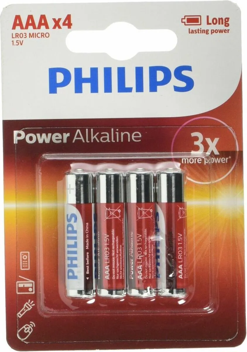 Philips AAA Alkaline Batterijen - 4 Stuks