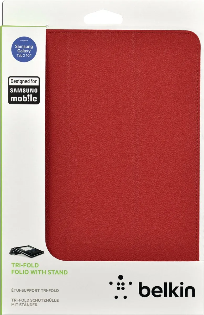 Belkin Tri-Fold Folio Hoes Samsung Galaxy Tab 2 10.1 - Rood