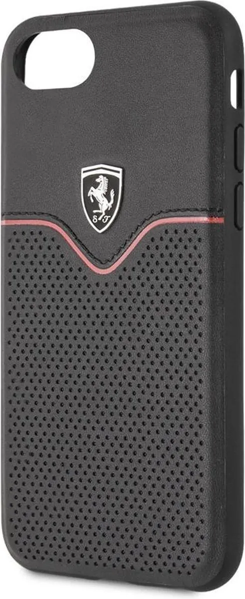 Ferrari iPhone Hoesje - Effen Zwart - Leer