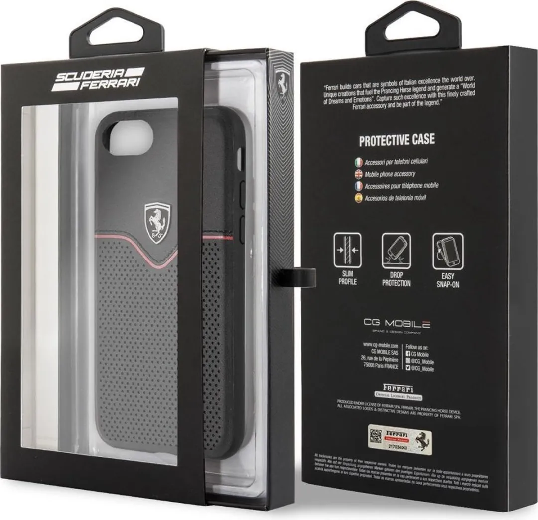 Ferrari iPhone Hoesje - Effen Zwart - Leer